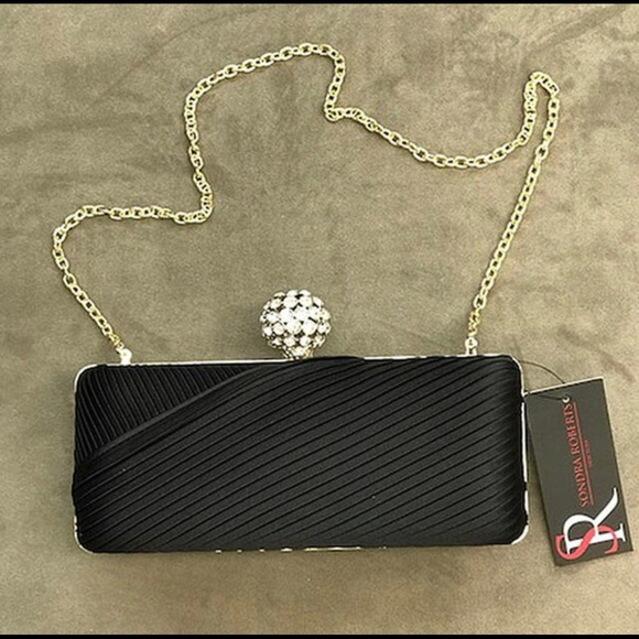 SR Tuxedo Pleated/ Crystal Ball Evening Bag, NWT - Picture 5 of 6